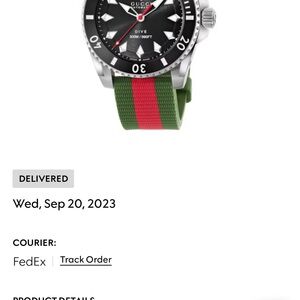 Gucci Dive Watch with Black Dial and Green-Red Strap